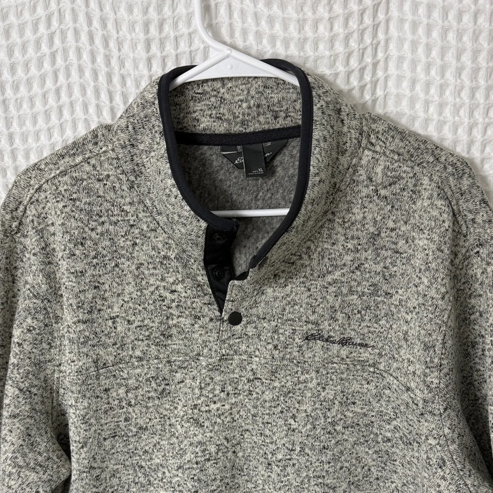 Eddie Bauer Men's Radiator Fleece Snap Mock Gray Pullover XL - Picture 2 of 4